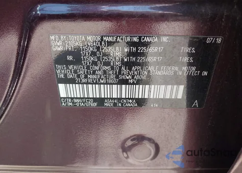 2018 Toyota Rav4 Xle z USA, uszkodzony, nr VIN 2T3RFREV1JW818607